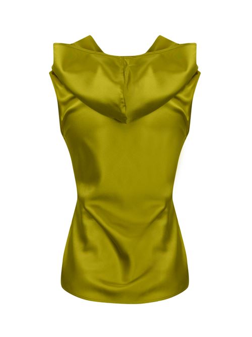 Top con cappuccio in satin di seta Verde PINKO | 104431 A250U23